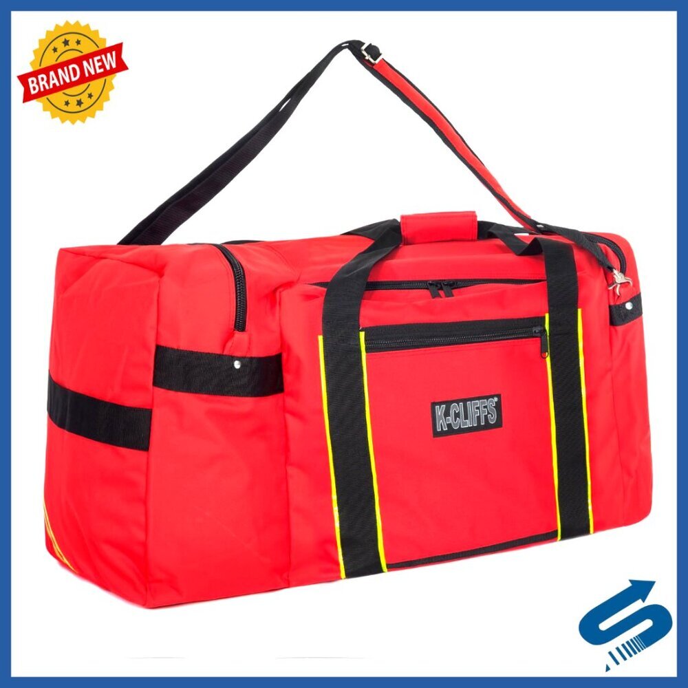 Large Firefighter Rescue Duffel Bag with Helmet Pocket and Multiple Compartments